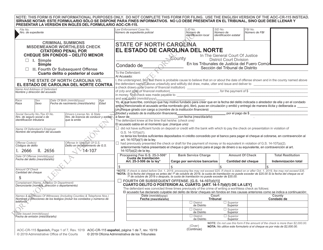 Document preview: Form AOC-CR-115 Criminal Summons Misdemeanor Worthless Check - North Carolina (English/Spanish)
