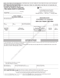 Document preview: Form AOC-CR-120 Misdemeanor Statement of Charges - North Carolina (English/Vietnamese)