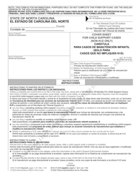 Form AOC-CV-640 Cover Sheet for Child Support Cases (Non-IV-D Only) - North Carolina (English/Spanish)