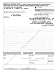 Form AOC-CR-180A Crime Victims&#039; Rights Act Victim Information Sheet (Law Enforcement) (For Offenses Committed Before Aug. 31, 2019) - North Carolina (English/Spanish)