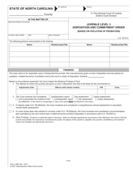 Form AOC-J-468 Juvenile Level 3 Disposition and Commitment Order (Based on Violation of Probation) - North Carolina