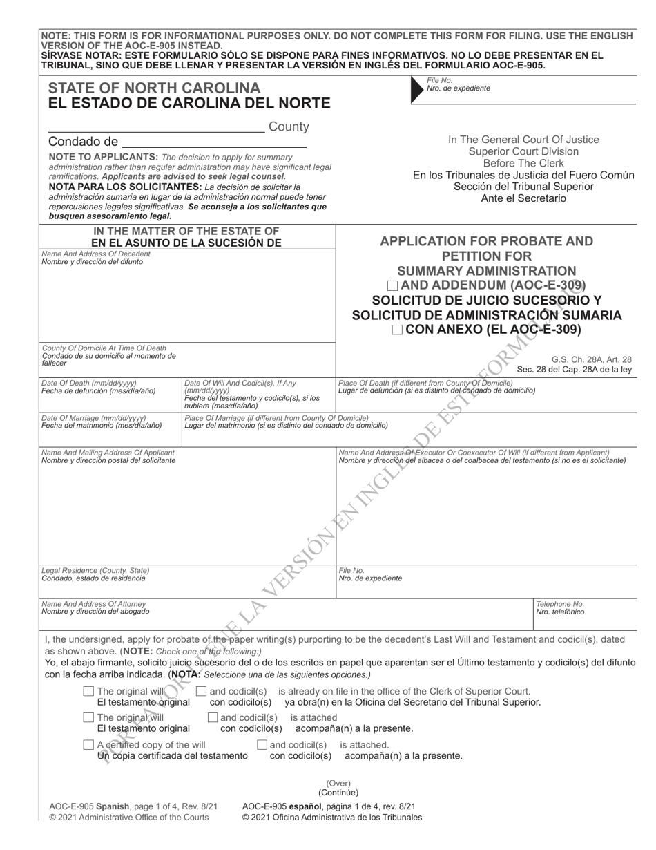 Form AOC-E-905 - Fill Out, Sign Online and Download Printable PDF ...