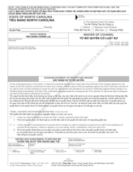 Document preview: Form AOC-CR-227 Waiver of Counsel - North Carolina (English/Vietnamese)