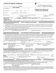 Document preview: Form AOC-CR-237 Request for Report of Conditional Discharge - North Carolina