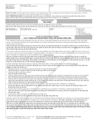 Form AOC-CR-919 Certificate of Restoration of Citizenship (Out-of-State or Federal Conviction) - North Carolina (English/Vietnamese), Page 2