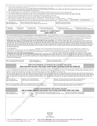 Form AOC-CR-922 Release Order for Juvenile Transferred to Superior Court for Trial - North Carolina (English/Vietnamese), Page 2