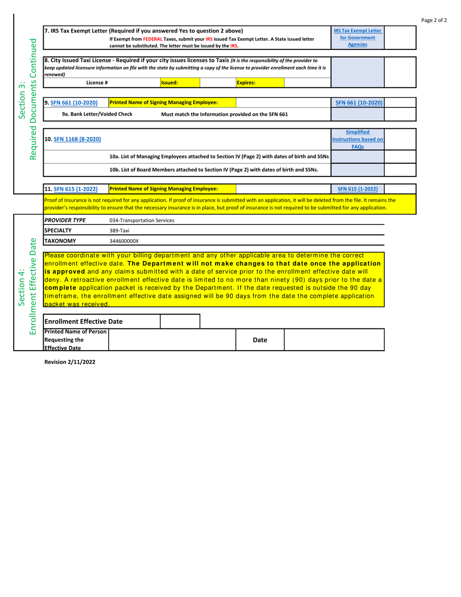 Non-emergent Medical Transportation Application Checklists - North Dakota, Page 8