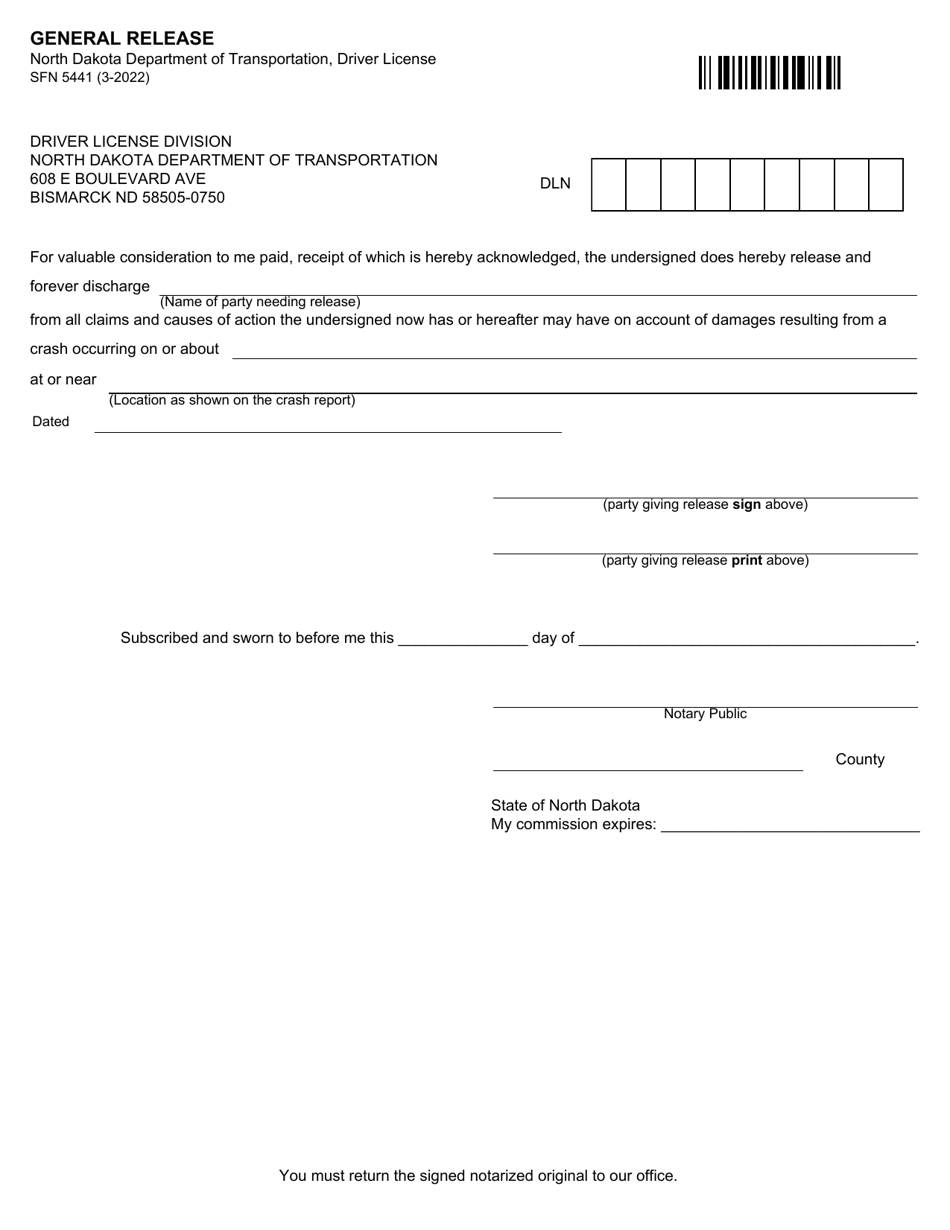 Form SFN5441 - Fill Out, Sign Online and Download Fillable PDF, North ...