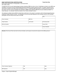 Document preview: Form SFN14268 Dbe Participation Certification - North Dakota