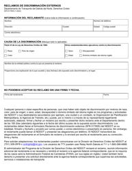 Formulario SFN51795S Reclamos De Discriminacion Externos - North Dakota (Spanish)