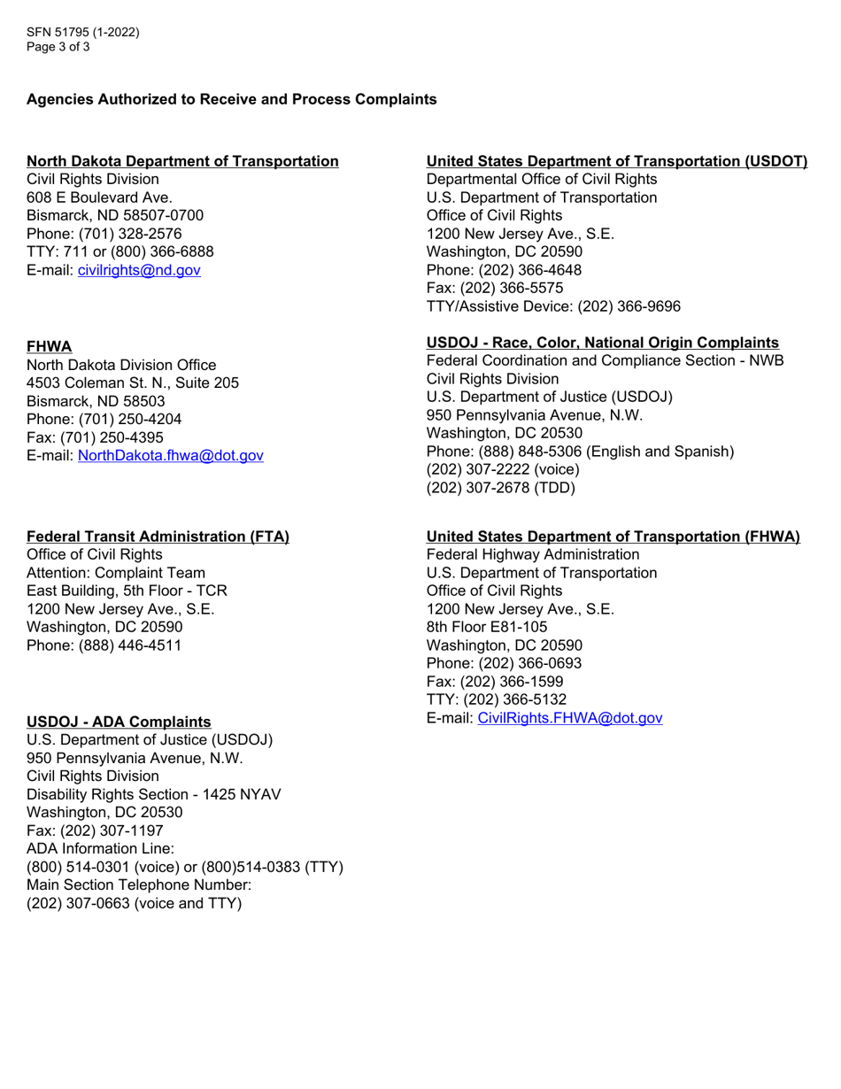 Form SFN51795 External Complaints of Discrimination - North Dakota, Page 3