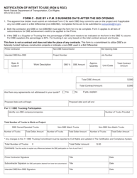 Form C (SFN52160) Notification of Intent to Use (Rgn &amp; Rgc) - North Dakota