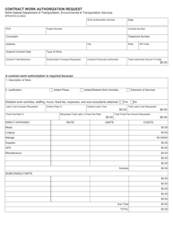 Document preview: Form SFN60723 Contract Work Authorization Request - North Dakota
