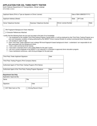 Document preview: Form SFN61560 Application for Cdl Third Party Tester - North Dakota