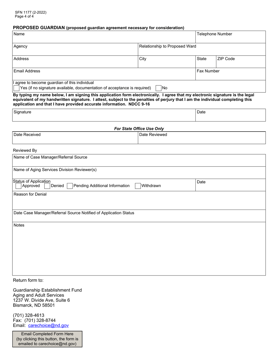 Form SFN1177 Request for Guardianship Establishment Funds - North Dakota, Page 4