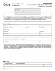 Form U-3E (BWC-7614) Application for Exemption From Ohio Workers&#039; Coverage and Waiver of Benefits - Ohio, Page 2
