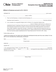 Form U-3E (BWC-7614) Application for Exemption From Ohio Workers&#039; Coverage and Waiver of Benefits - Ohio, Page 4