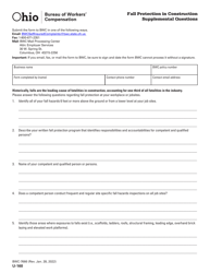 Form U-160 (BWC-7666) Fall Protection in Construction Supplemental Questions - Ohio
