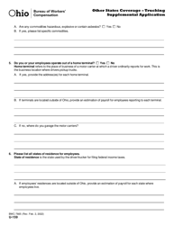 Form U-159 (BWC-7665) Other States Coverage - Trucking Supplemental Application - Ohio, Page 2