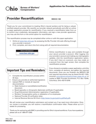 Document preview: Form MEDCO-13B (BWC-3923) Application for Provider Recertification - Ohio