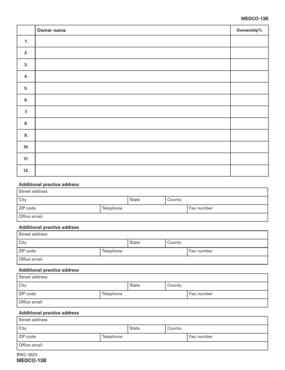 Form MEDCO-13B (BWC-3923) Application for Provider Recertification - Ohio, Page 6