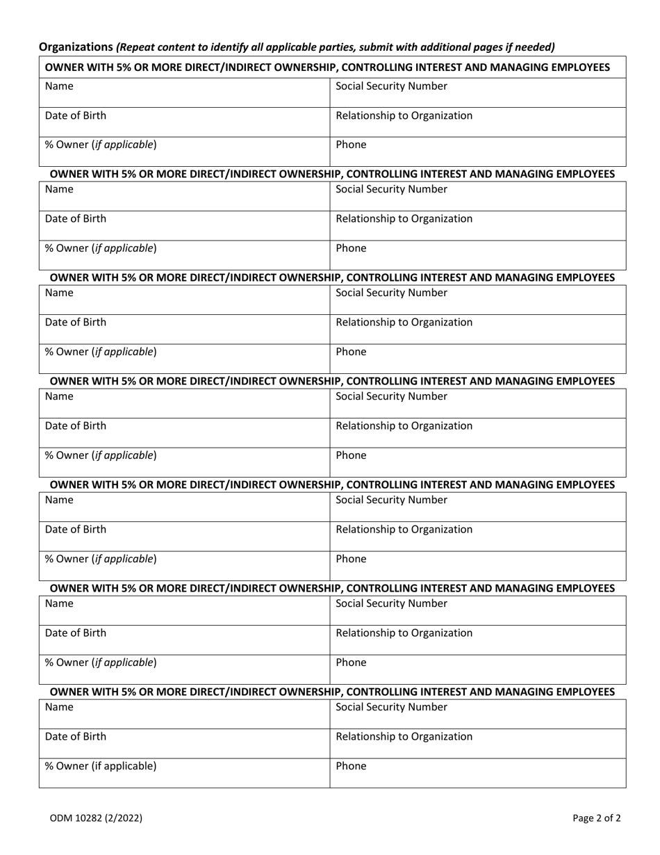 Form ODM10282 Managed Care Entity (Mce) out-Of-Network and Managed Care-Only Provider Application - Ohio, Page 2