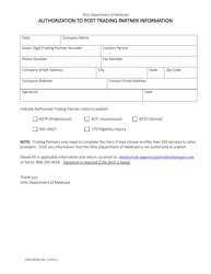 Form ODM06305 Authorization to Post Trading Partner Information - Ohio