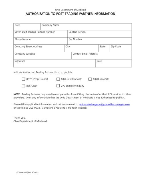 Form ODM06305  Printable Pdf