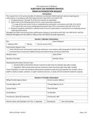 Form ODM10276 Substance Use Disorder Services Prior Authorization Request - Ohio