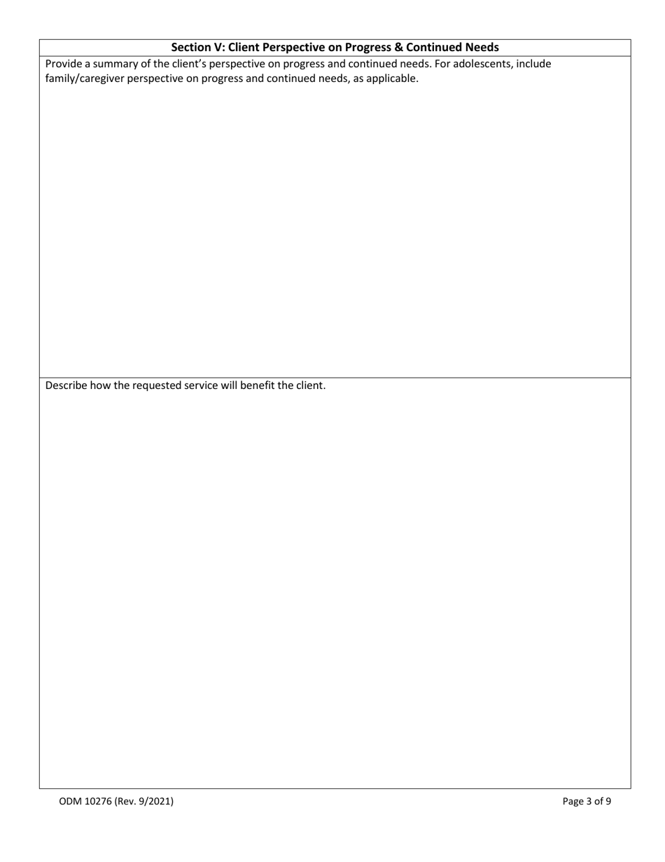 Form ODM10276 Substance Use Disorder Services Prior Authorization Request - Ohio, Page 3