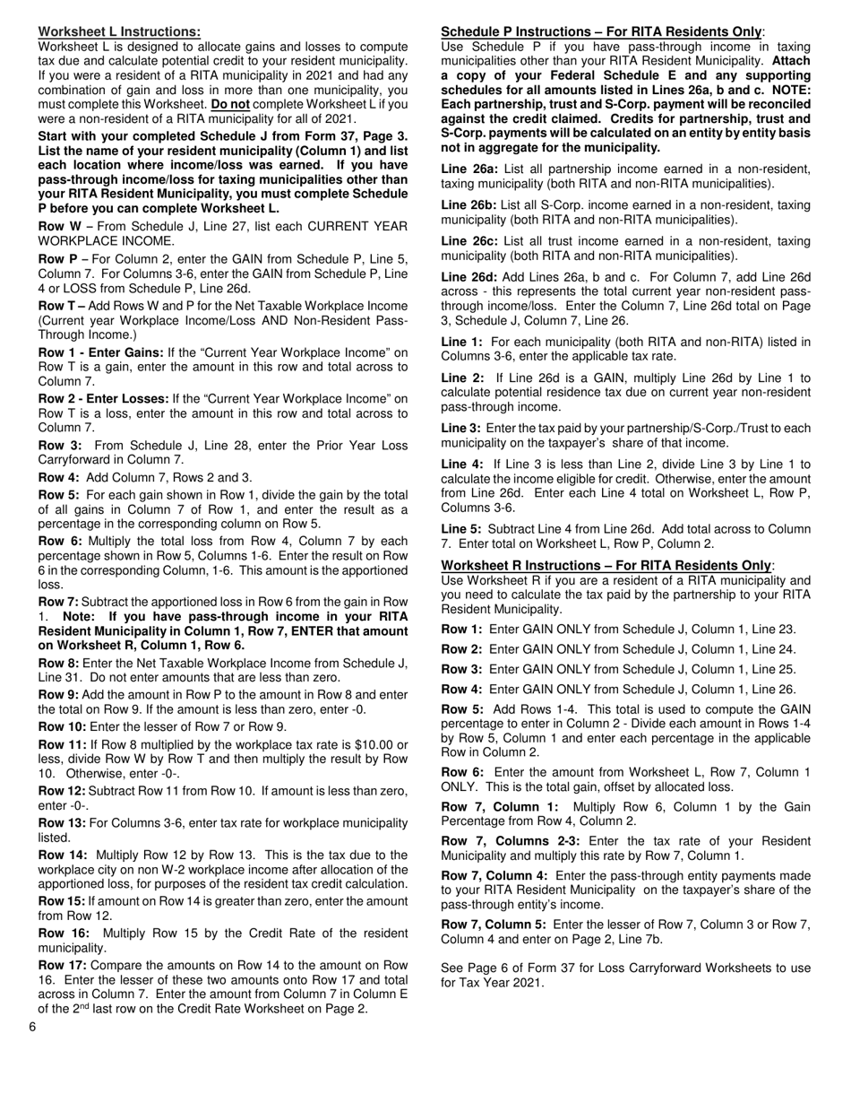 Instructions for Form 37 Rita Individual Income Tax Return - Ohio, Page 7