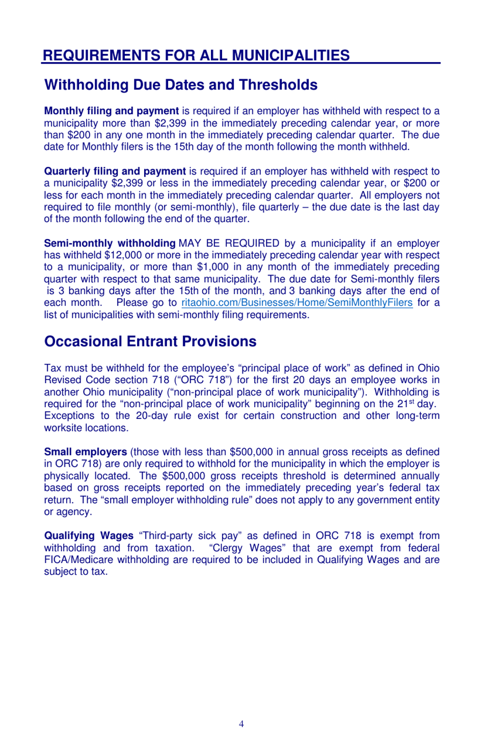 Instructions for Form 11 Employers Municipal Tax Withholding Statement - Ohio, Page 4