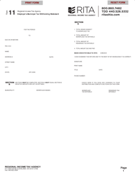Form 11 Employer&#039;s Municipal Tax Withholding Statement - Ohio