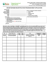 Form PLNT-4204-014-E Online Pesticide Recertification Program Credit Application - Ohio