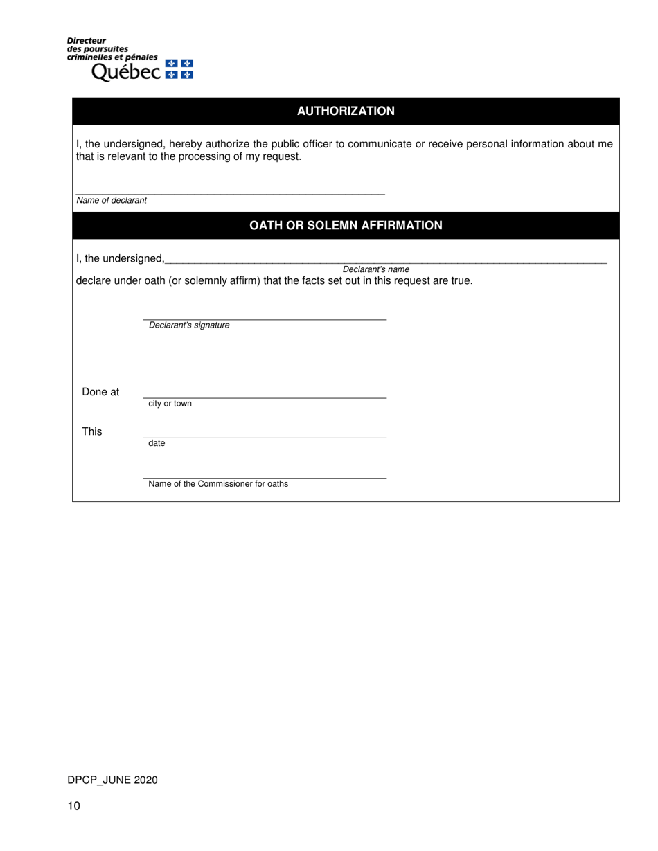Request for an Attestation for the Purpose of Resiliating a Lease on Grounds of Violence or Sexual Assault - Quebec, Canada, Page 10