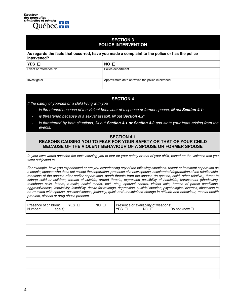 Request for an Attestation for the Purpose of Resiliating a Lease on Grounds of Violence or Sexual Assault - Quebec, Canada, Page 4