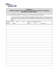 Request for an Attestation for the Purpose of Resiliating a Lease on Grounds of Violence or Sexual Assault - Quebec, Canada, Page 7