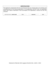Radioactive Materials (Ram) Well Logging Licensing Checklist - Nevada, Page 15