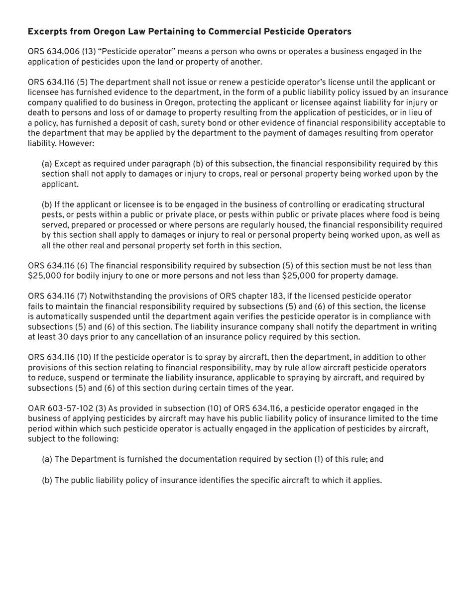 Cpo Insurance Certification Form - Oregon, Page 2