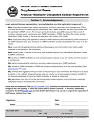 Form MJ18-2207 Producer Medically Designated Canopy Registration - Oregon, Page 3