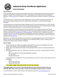 Document preview: Industrial Hemp Certificate Application - Oregon