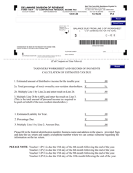 Document preview: Form 1100P-4 S Corporation Personal Income Tax Payment Voucher - Delaware