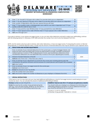 Form DE-W4 Employee&#039;s Withholding Allowance Certificate and Computation Worksheet - Delaware, Page 2