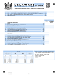 Form DE-W4 Employee&#039;s Withholding Allowance Certificate and Computation Worksheet - Delaware, Page 3