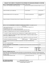Document preview: DAF Form 969 Request for Payment of Transportation Expenses for Deceased Dependent or Retiree