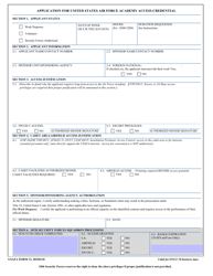 Document preview: USAFA Form 13 Application for United States Air Force Academy Access Credential