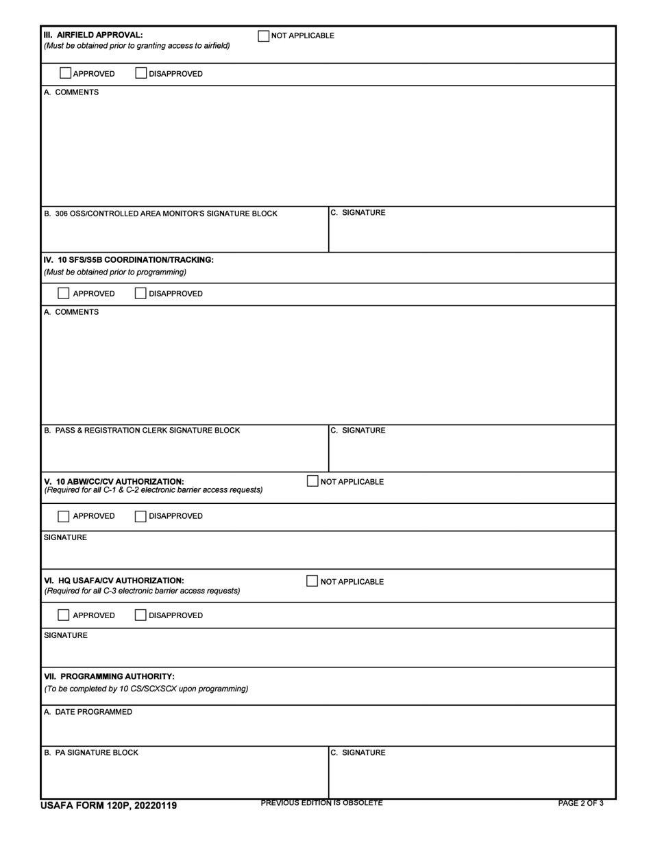 USAFA Form 120P Download Fillable PDF or Fill Online Application for ...