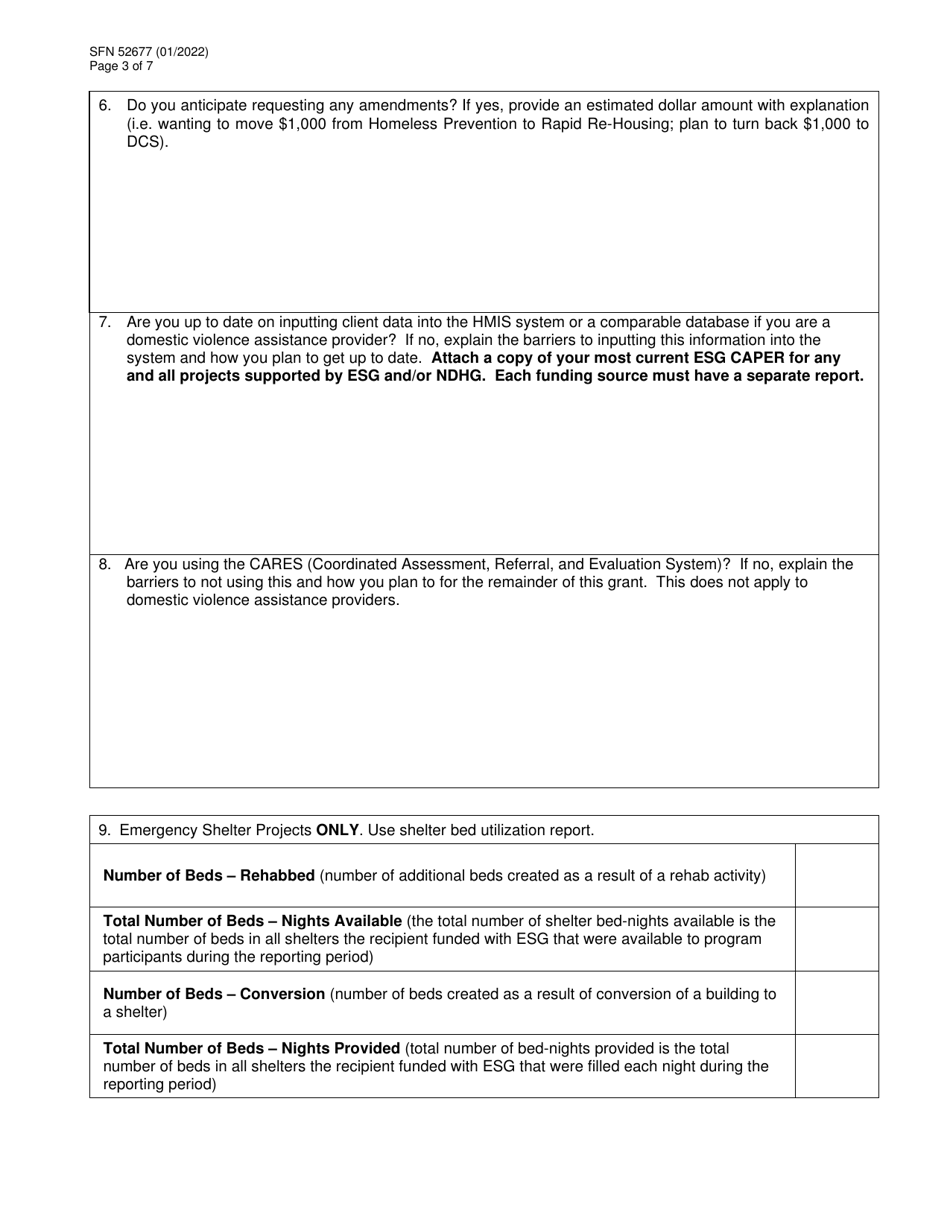 Form SFN52677 Esg / Ndhg Mid-term Progress Report - North Dakota, Page 3