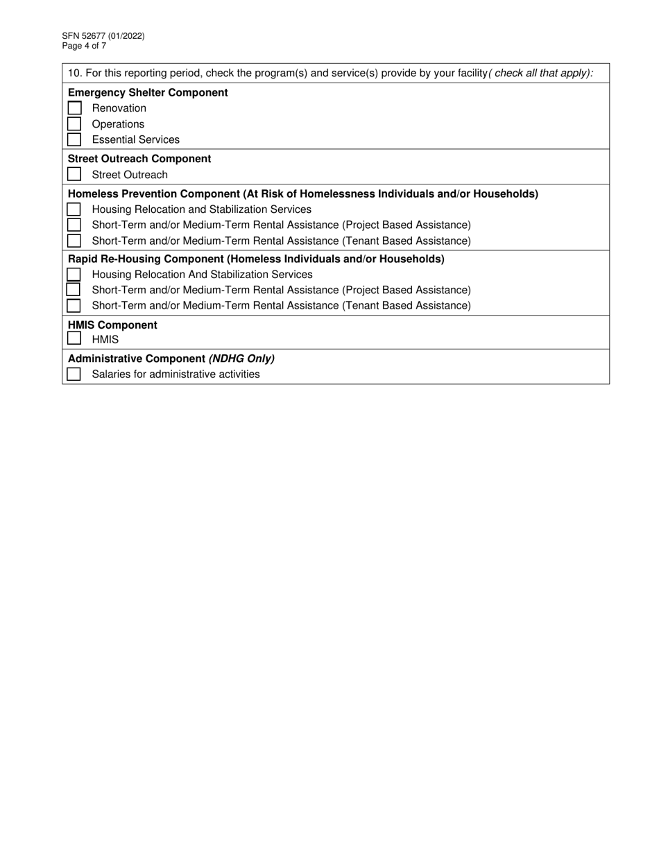 Form SFN52677 Esg / Ndhg Mid-term Progress Report - North Dakota, Page 4