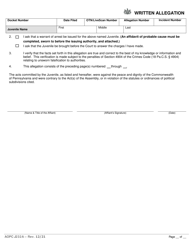 Form AOPC J232A Written Allegation - Single Summary of Offenses - Pennsylvania, Page 3